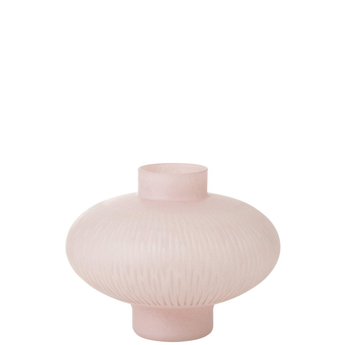 J-Line Vase Stripe Ball Low Glas Hellrosa - 25,00 cm hoch - HomeDesign Knaus