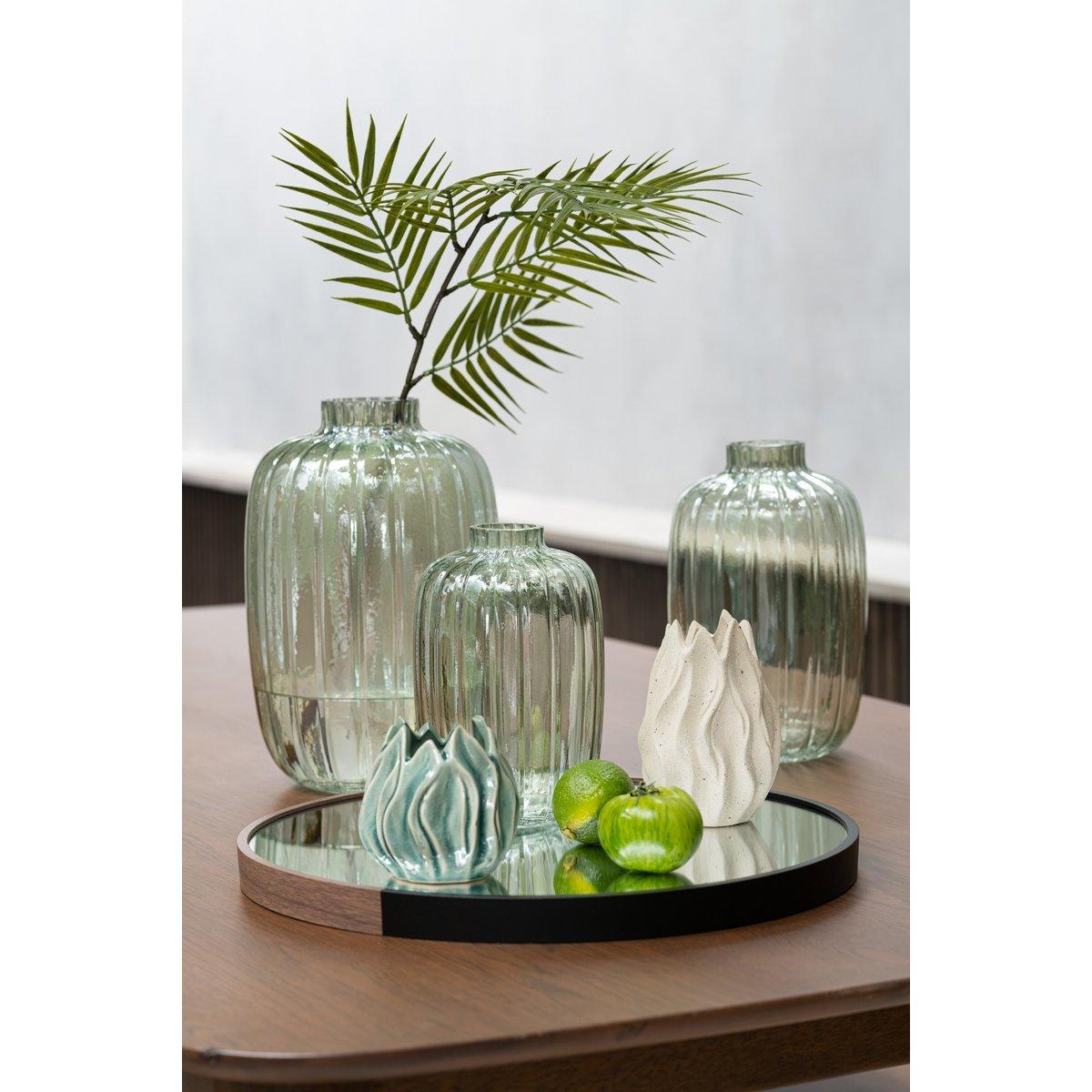 J-Line Vase Stripes Glas Grün Klein - 20,00 cm hoch - HomeDesign Knaus