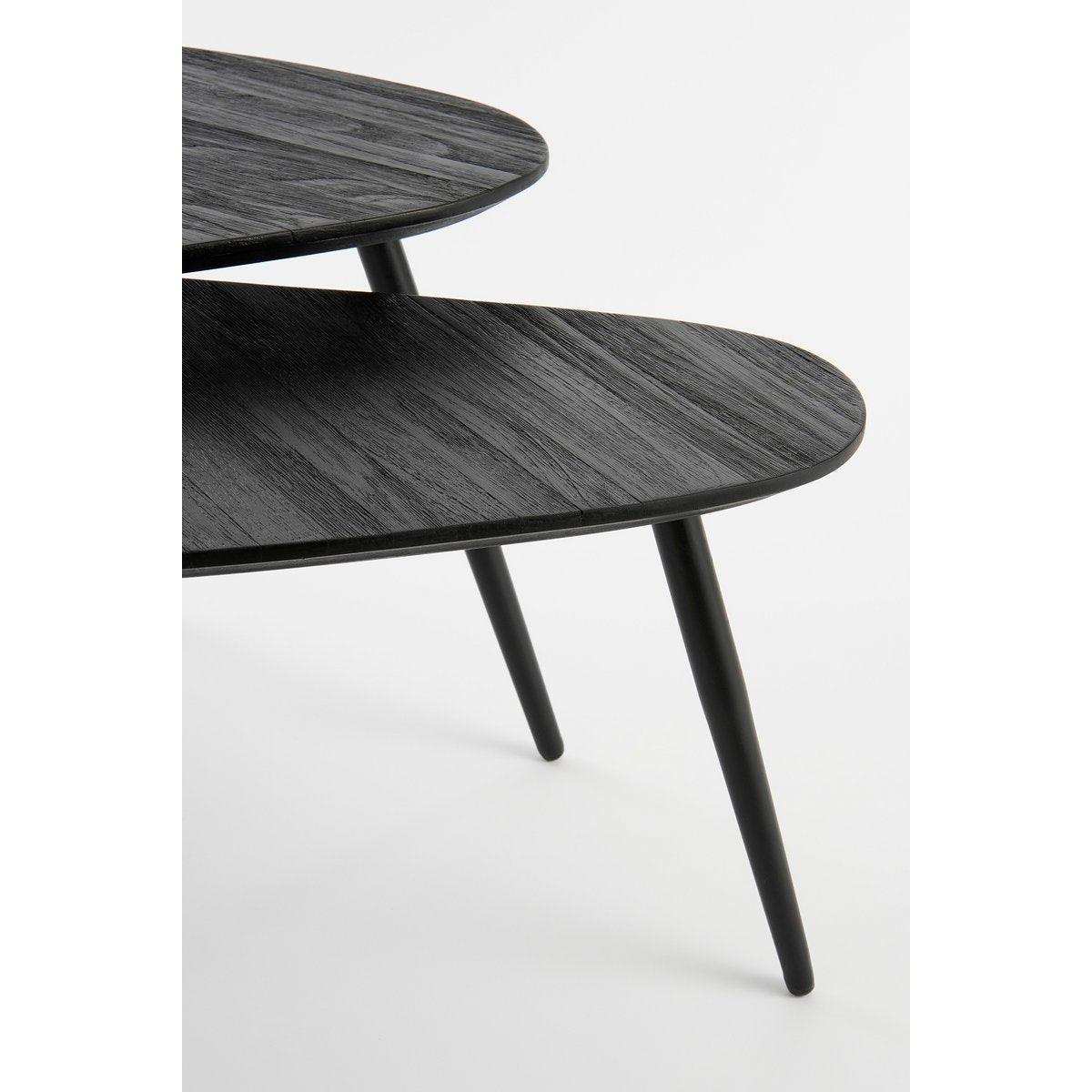 Jailey Beistelltisch – 2er-Set – L84 x B39 x H39 cm – recyceltes Holz – Schwarz - HomeDesign Knaus