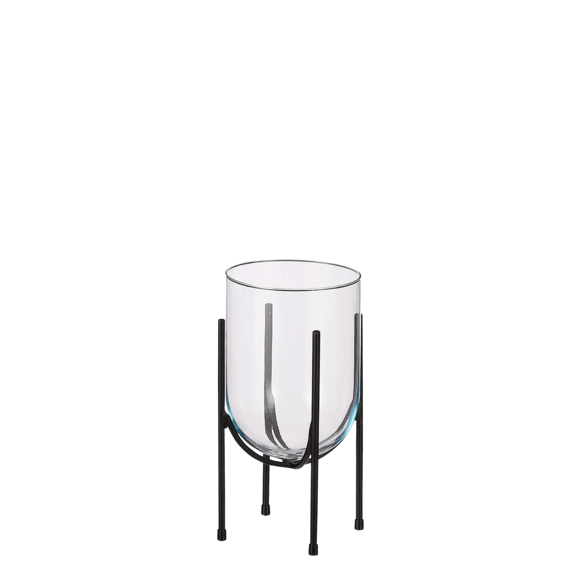 Jamey Vase auf Ständer – H31 x Ø17 cm – Transparent, Schwarz - HomeDesign Knaus