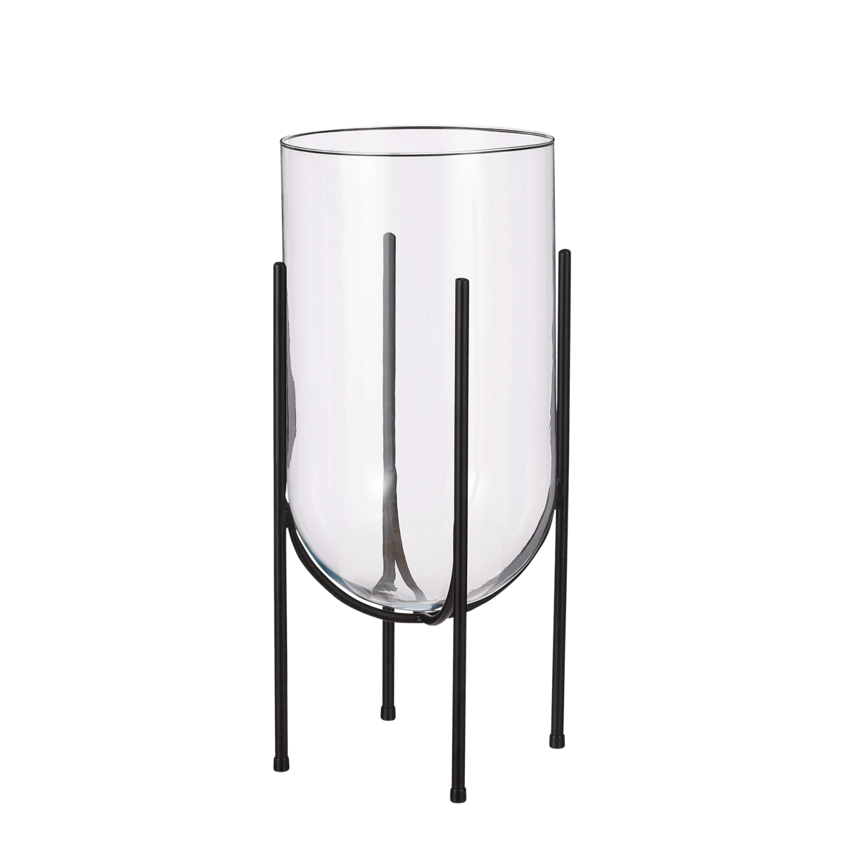 Jamey Vase auf Ständer – H49,5 x Ø23,5 cm – Transparent, Schwarz - HomeDesign Knaus