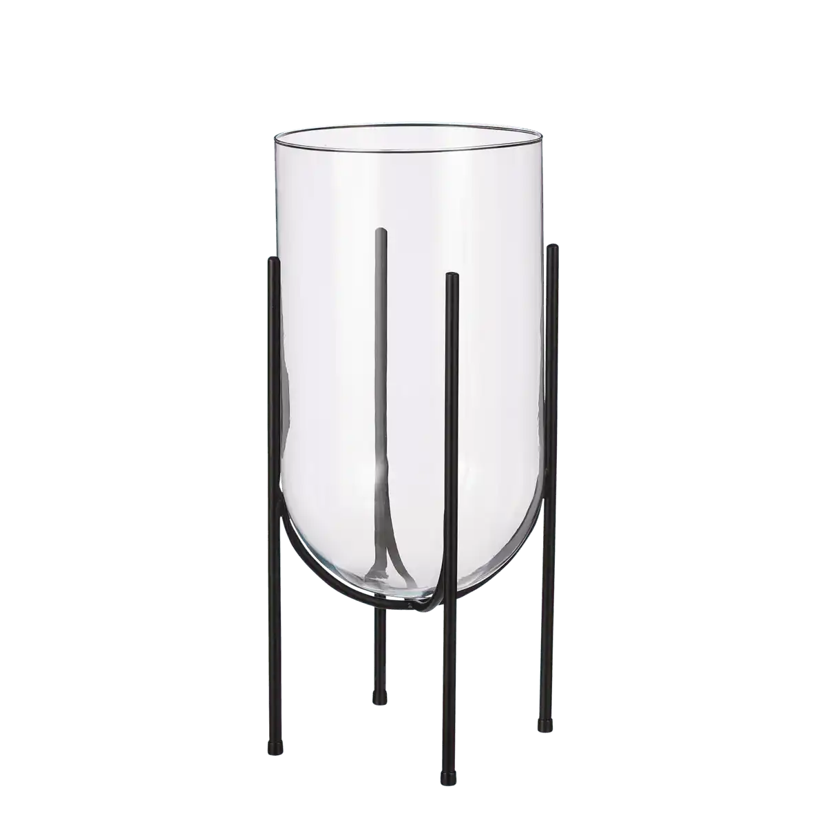 Jamey Vase auf Ständer – H49,5 x Ø23,5 cm – Transparent, Schwarz - HomeDesign Knaus