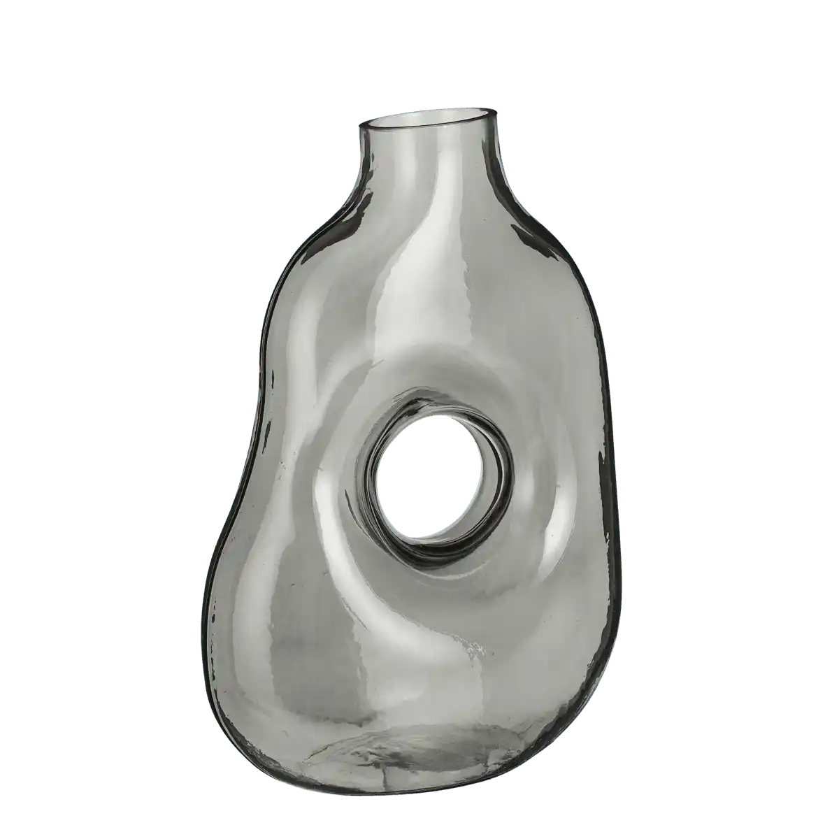 Jay Vase – L18,5 x B10,5 x H25 cm – Glas – Hellgrau - HomeDesign Knaus