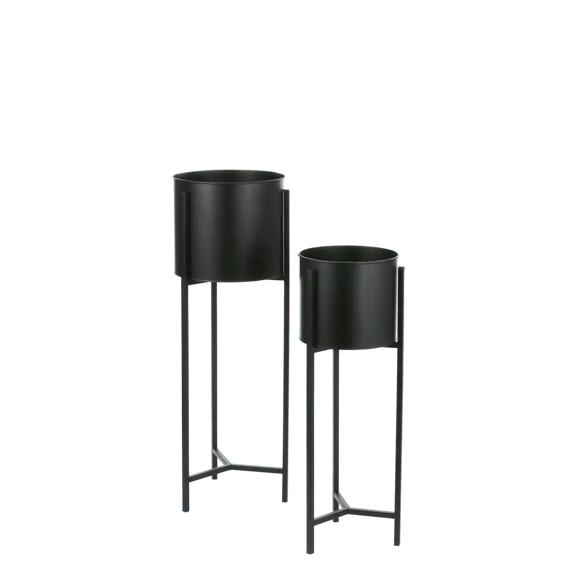 Jessy Blumentopf auf Ständer – 2er-Set – H79 x Ø28 cm – Metall – Schwarz - HomeDesign Knaus