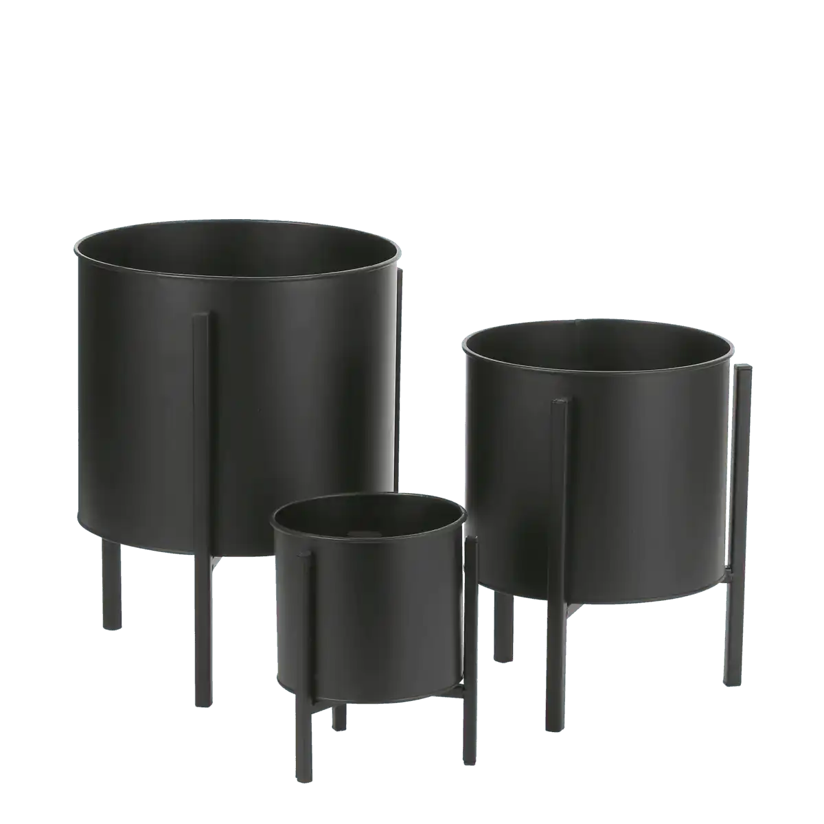 Jessy Blumentopf auf Ständer – 3er-Set – H35 x Ø27 cm – Metall – Schwarz - HomeDesign Knaus
