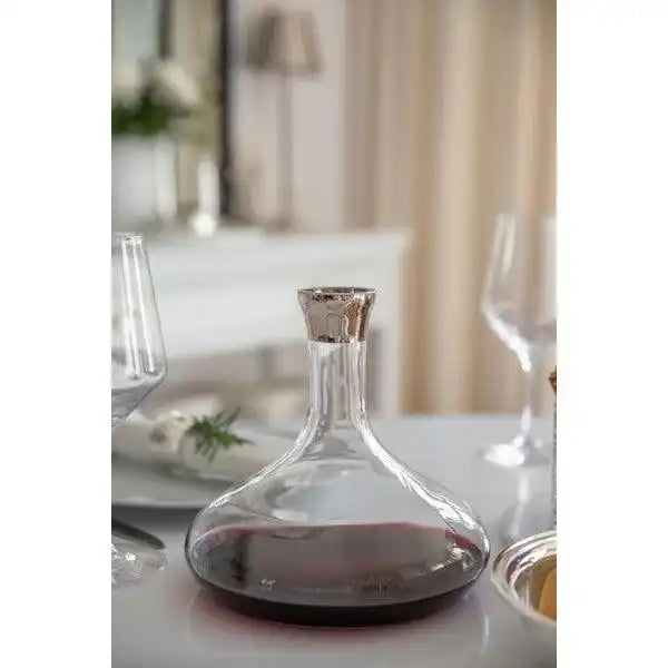 Karaffe Edward mundgeblasenes Kristallglas mit Platinrand 1,6L - HomeDesign Knaus