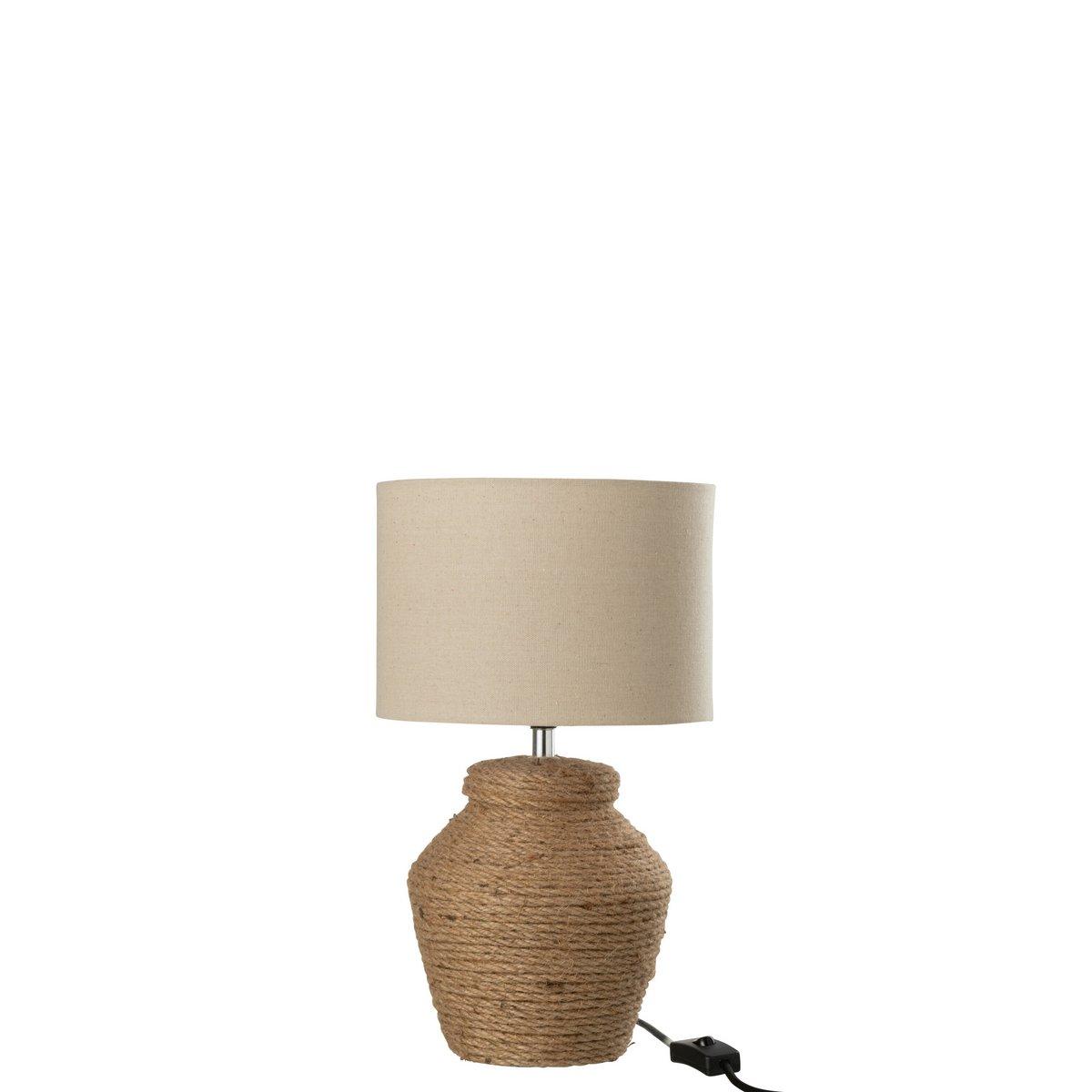 J-Line Lampe Meli + Schirm Keramik Leinen Braun Klein - HomeDesign Knaus