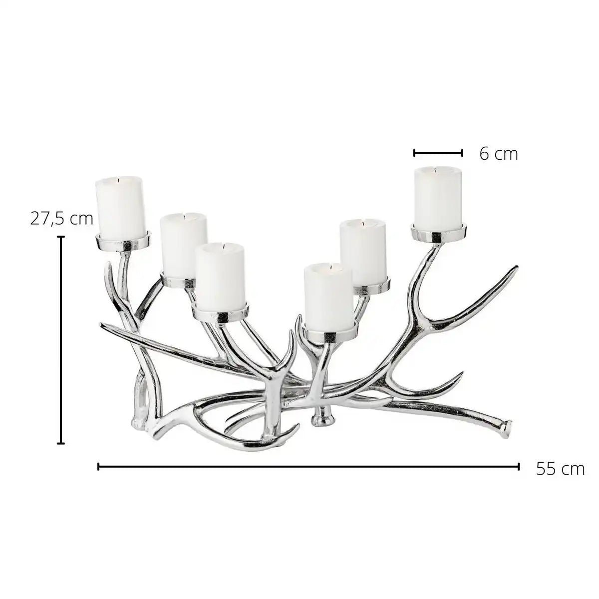 Kerzenhalter Kerzenleuchter James Geweih-Design Aluminium vernickelt - HomeDesign Knaus
