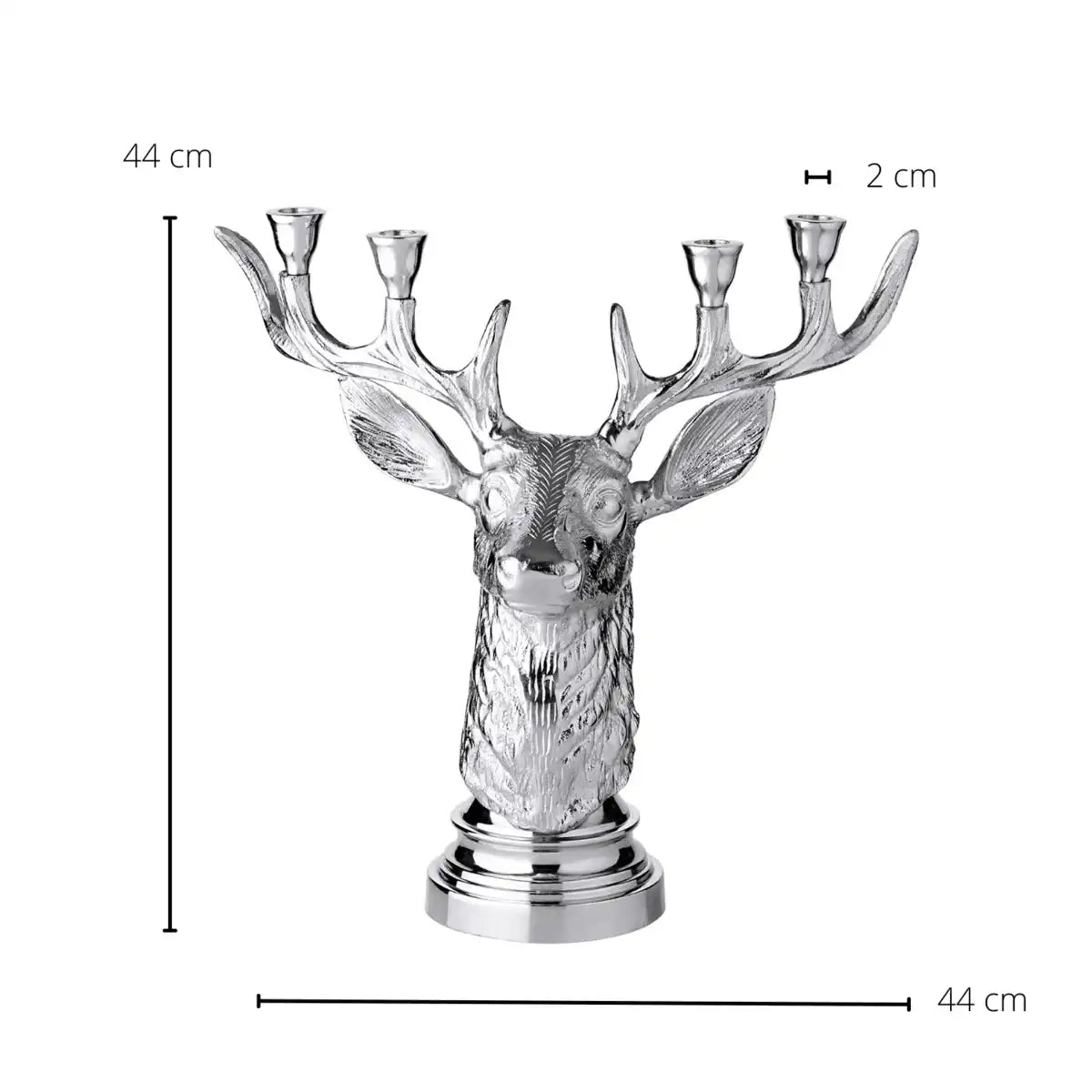 Kerzenleuchter Kerzenhalter Hirsch Geweih, Aluminium vernickelt, für 2 Stabkerzen - HomeDesign Knaus