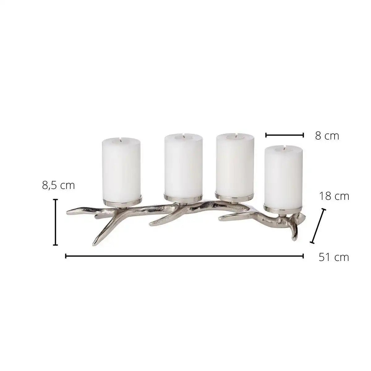 Kerzenleuchter Kingston, Aluminium vernickelt, silberfarben, Höhe 13 cm - HomeDesign Knaus
