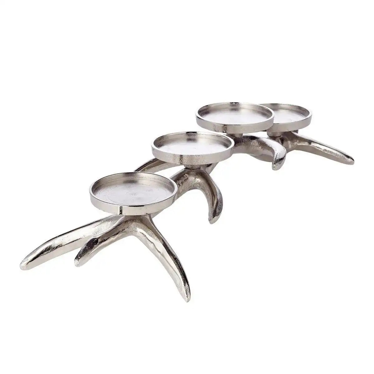 Kerzenleuchter Kingston, Aluminium vernickelt, silberfarben, Höhe 13 cm - HomeDesign Knaus