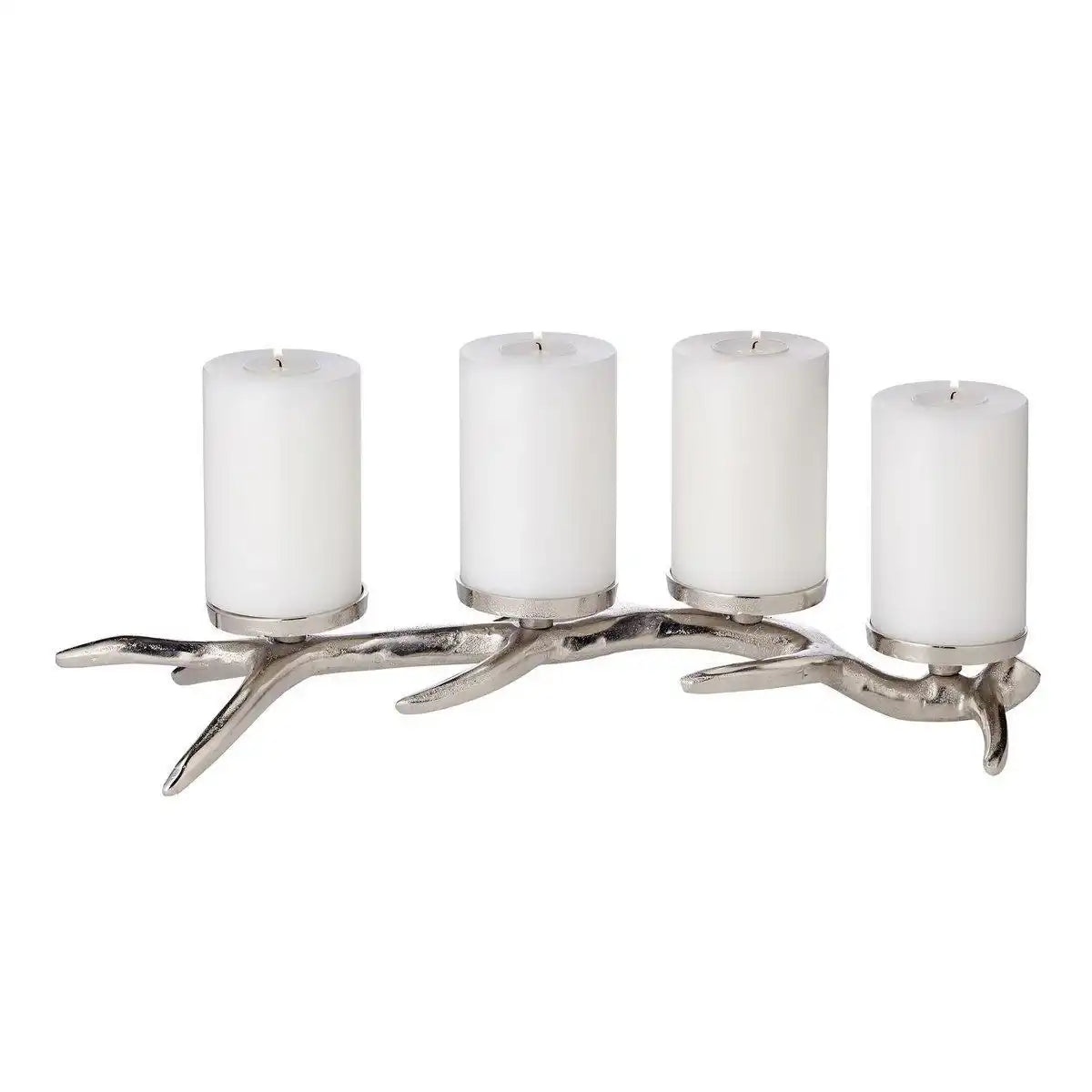 Kerzenleuchter Kingston, Aluminium vernickelt, silberfarben, Höhe 13 cm - HomeDesign Knaus