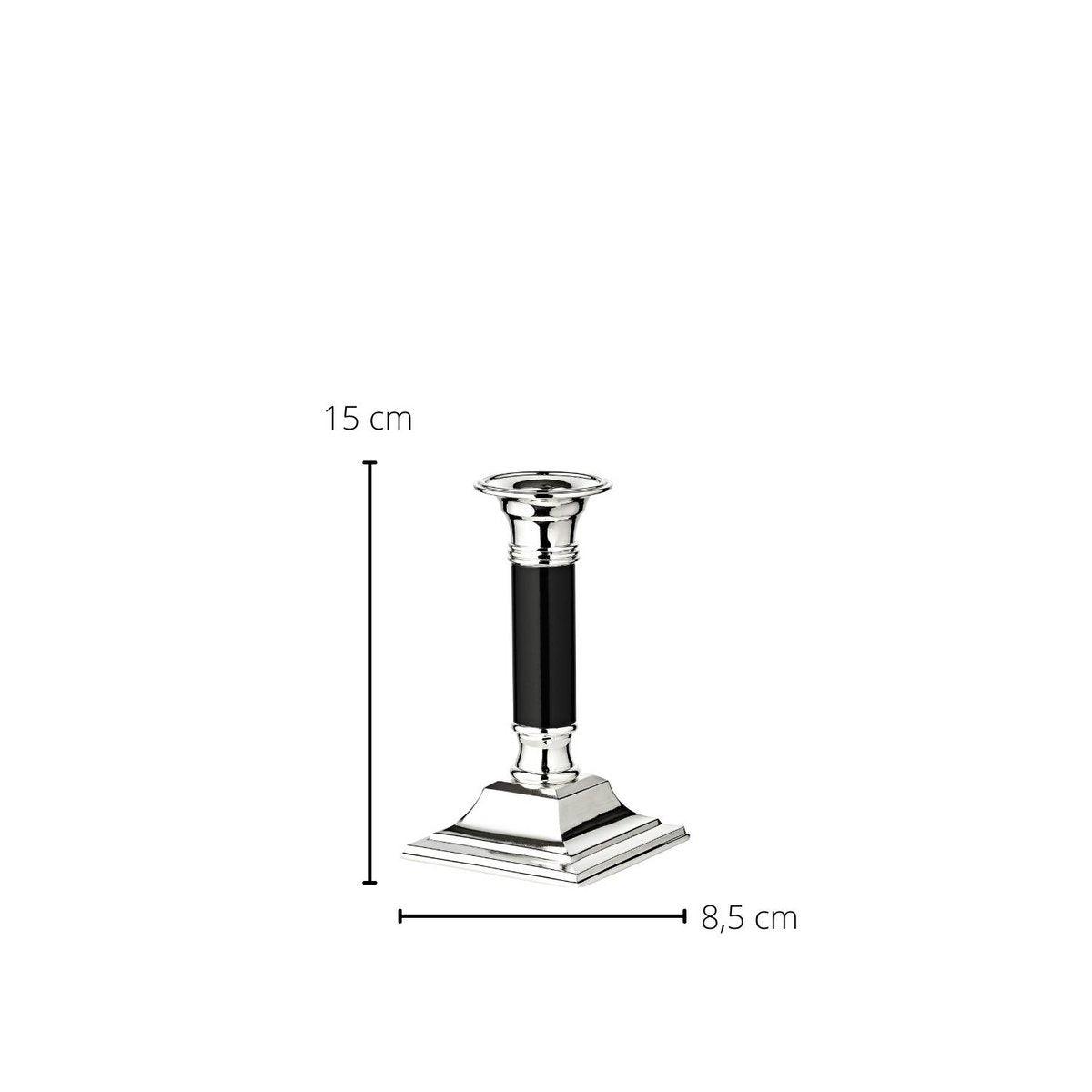 EDZARD Kerzenleuchter Lincoln mit schwarzem Schaft, edel versilbert, anlaufgeschützt, Höhe 15 cm - HomeDesign Knaus