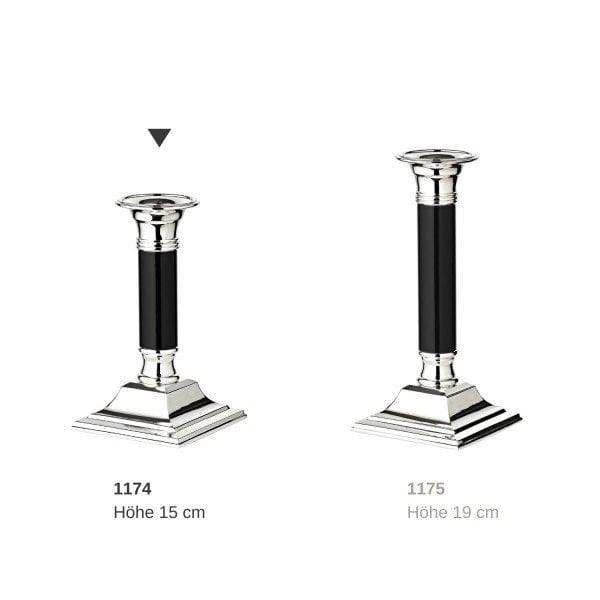 Kerzenleuchter Lincoln mit schwarzem Schaft edel versilbert 15 cm - HomeDesign Knaus