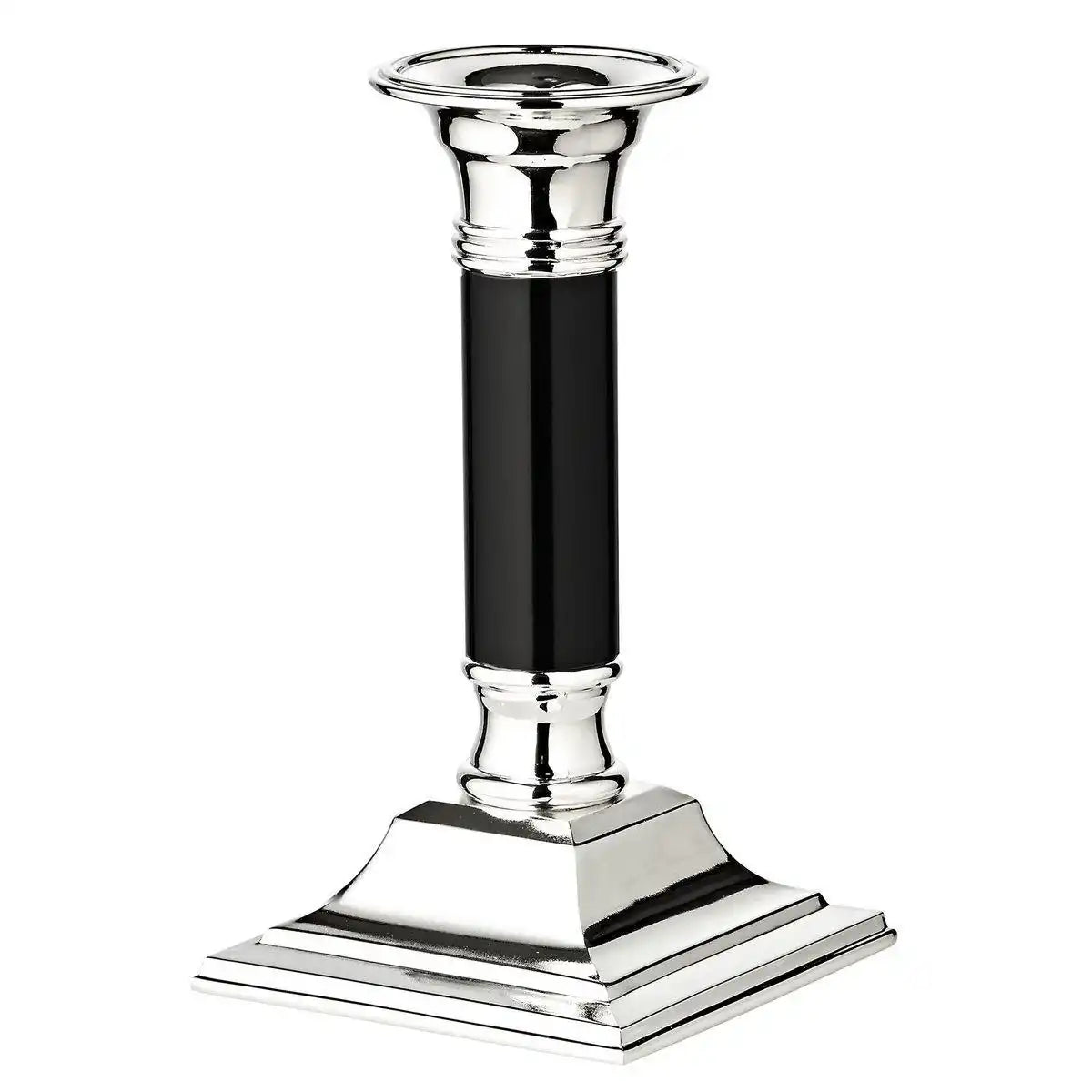 Kerzenleuchter Lincoln mit schwarzem Schaft edel versilbert 15 cm - HomeDesign Knaus
