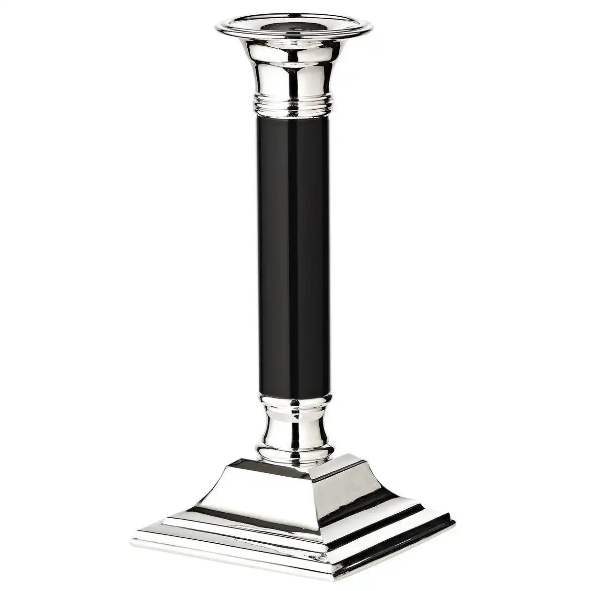 Kerzenleuchter Lincoln mit schwarzem Schaft edel versilbert 19 cm - HomeDesign Knaus
