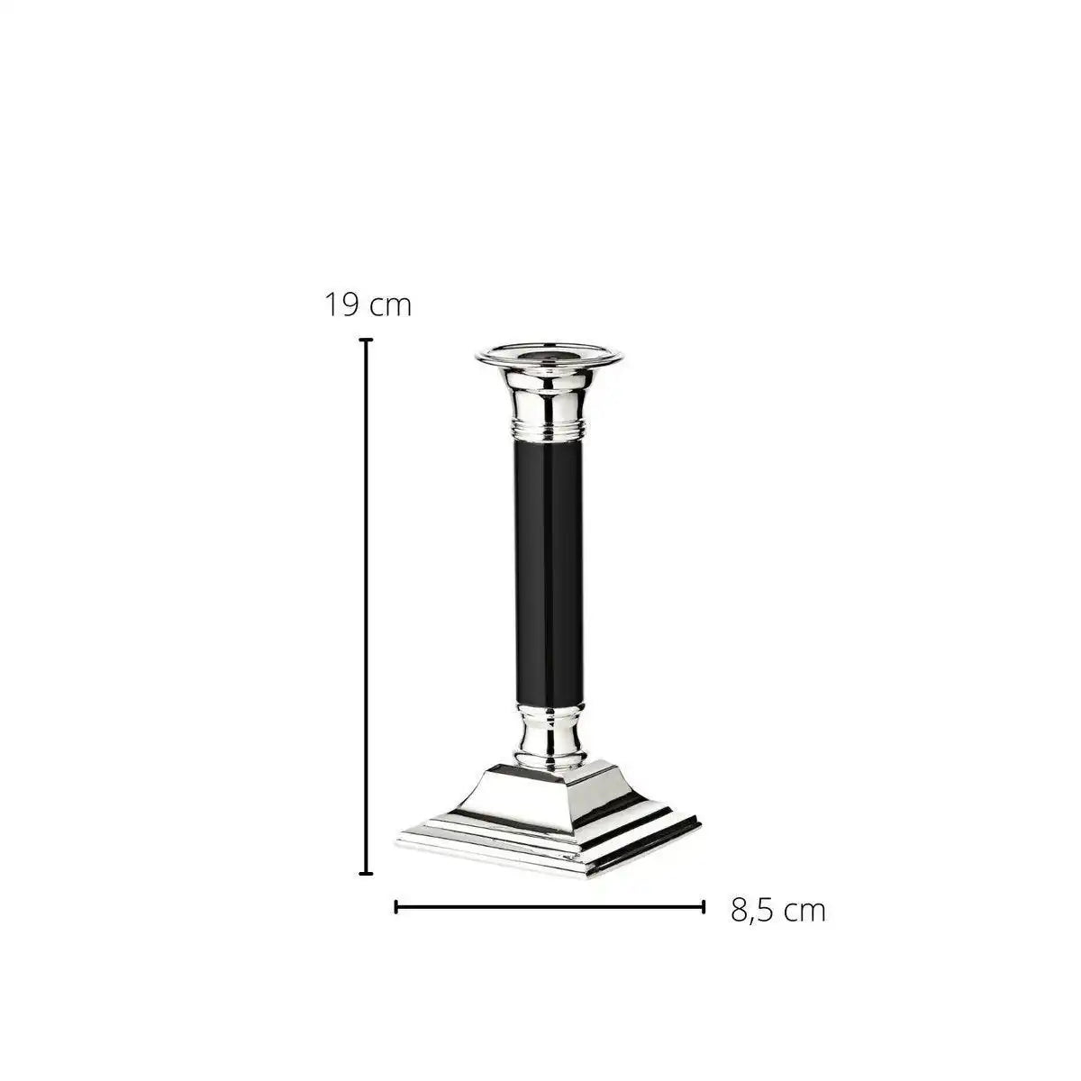 Kerzenleuchter Lincoln mit schwarzem Schaft edel versilbert 19 cm - HomeDesign Knaus