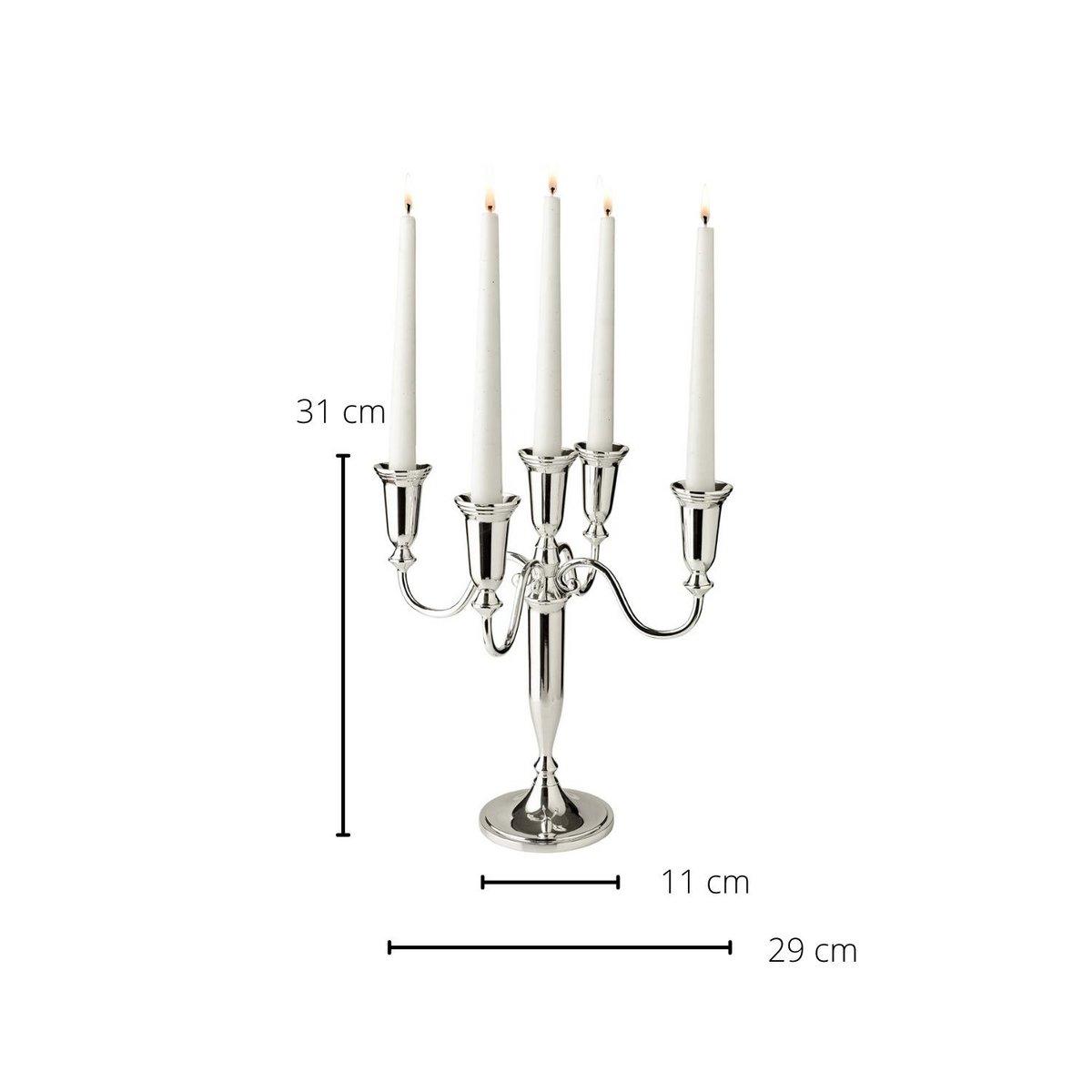 EDZARD Kerzenleuchter Venezia 5-flammig, für Stabkerzen, edel versilbert, anlaufgeschützt, Höhe 31 cm - HomeDesign Knaus
