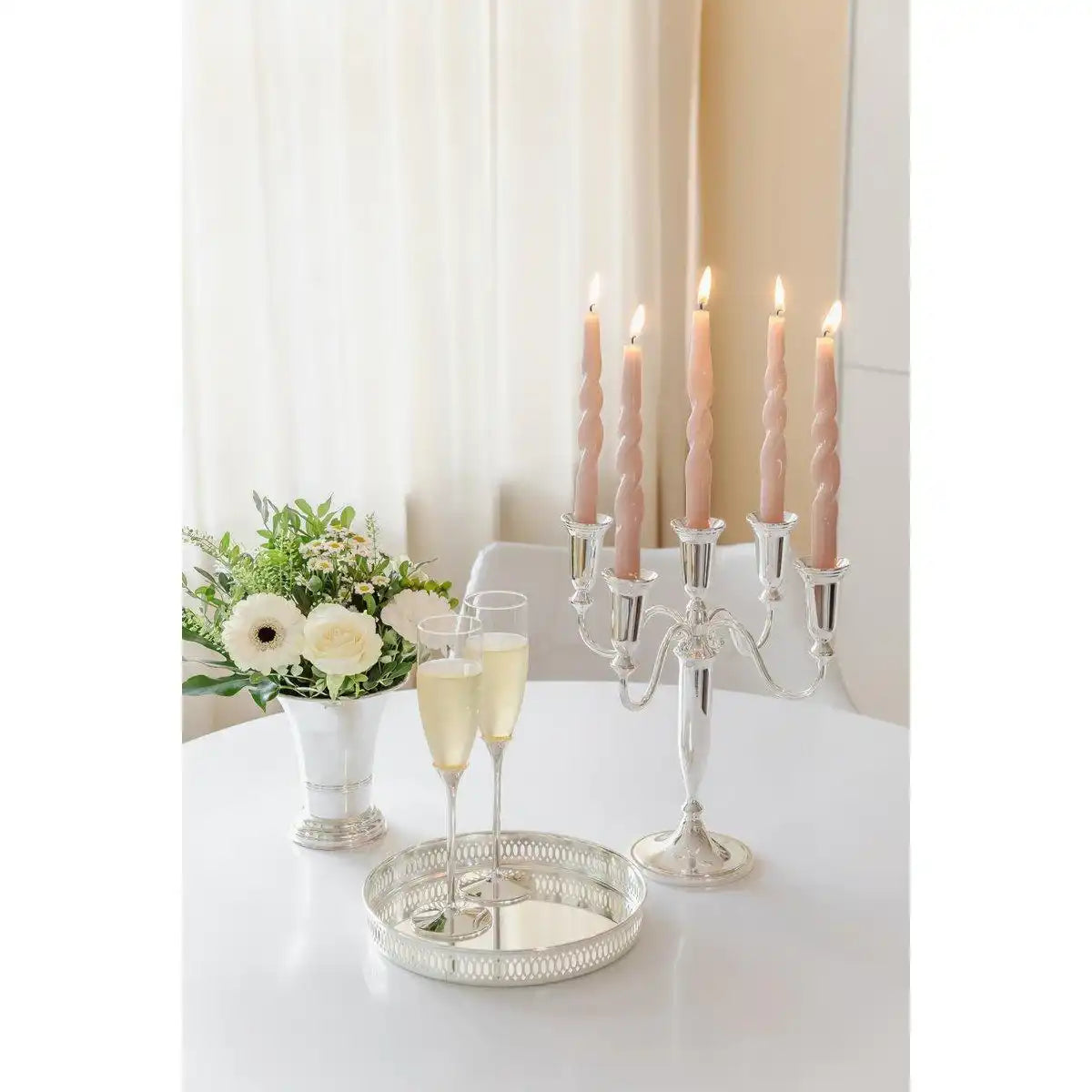 Kerzenleuchter Venezia 5-flammig für Stabkerzen edel versilbert 31 cm - HomeDesign Knaus