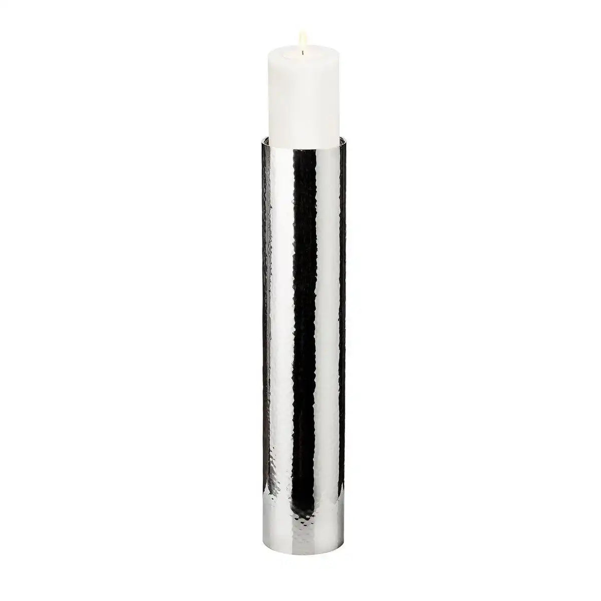 Kerzenständer Boston gehämmert Edelstahl glänzend vernickelt 60 cm - HomeDesign Knaus