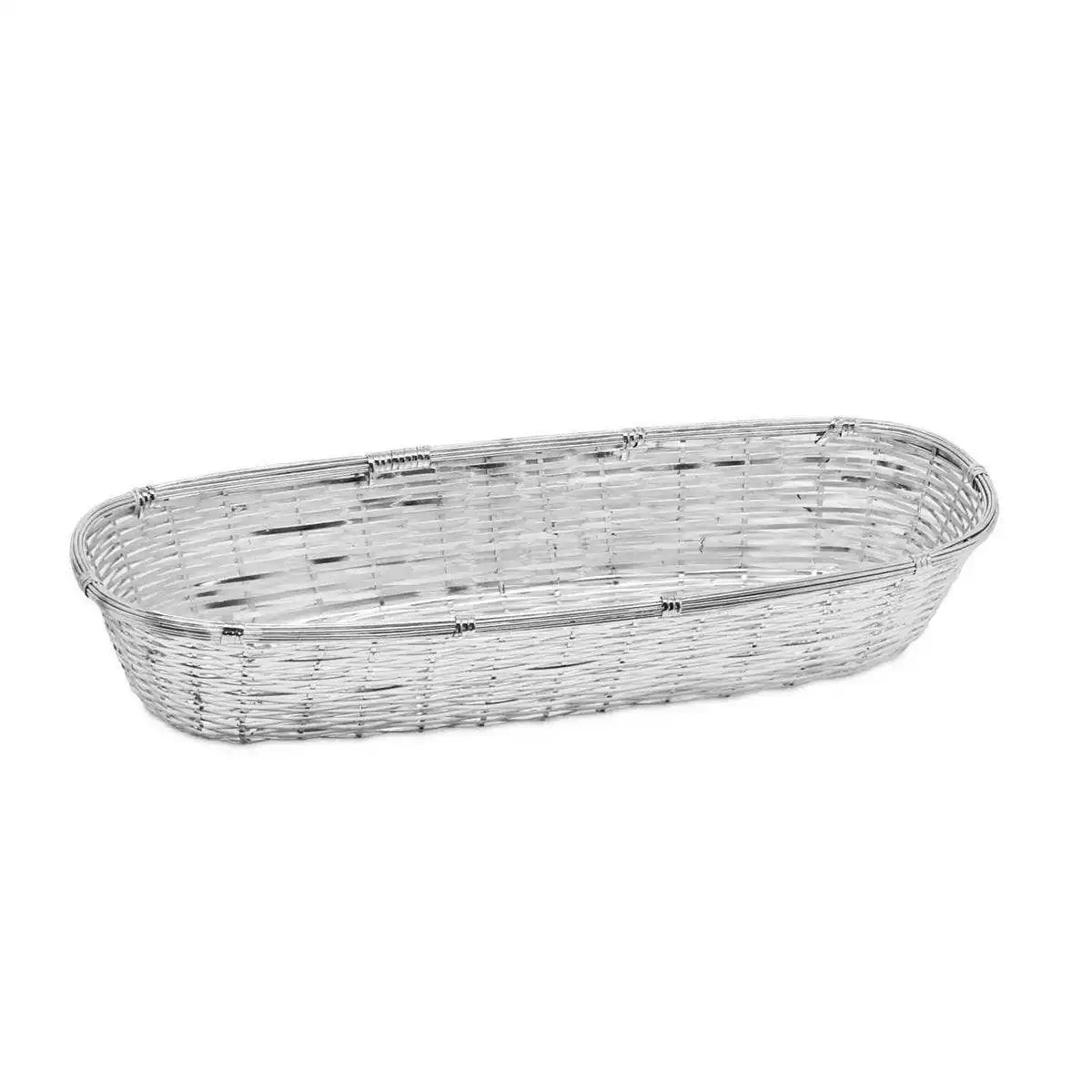 Korb Brotkorb Baguette, lang, schmal, edel versilbert, anlaufgeschützt, 13 x 34 cm - HomeDesign Knaus