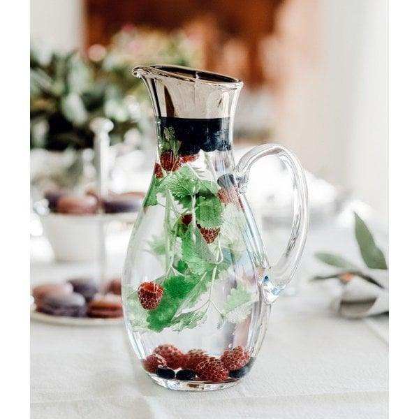 Krug Johnny, mundgeblasenes Kristallglas mit Platinrand, Höhe 1,8 Liter - HomeDesign Knaus