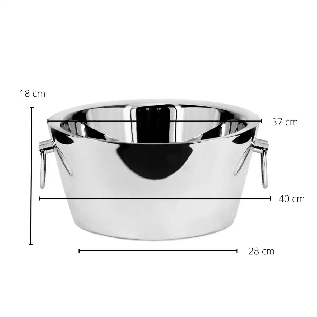 Kühler Ontario mit Griffen, Edelstahl hochglanzpoliert, doppelwandig, ø 38 cm, H 18 cm - HomeDesign Knaus