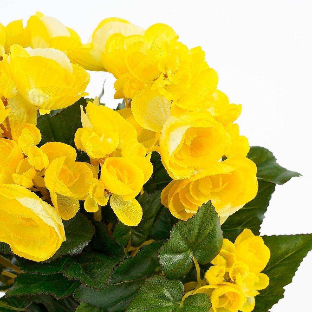 Künstliche Begonienpflanze im Blumentopf Stan – H30 x Ø25 cm – Gelb - HomeDesign Knaus