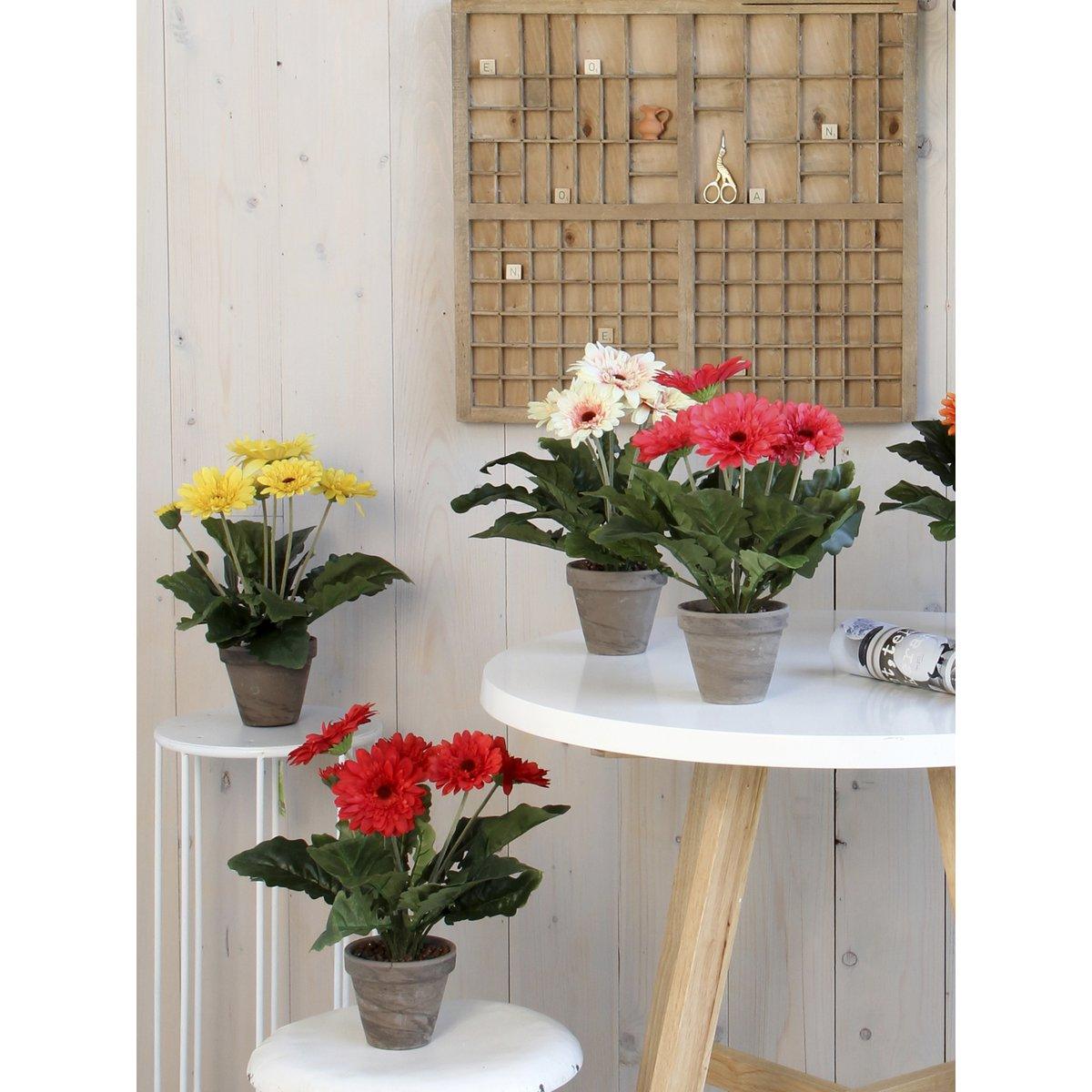 Künstliche Gerbera-Pflanze im Blumentopf Stan – H35 x Ø30 cm – Rot - HomeDesign Knaus