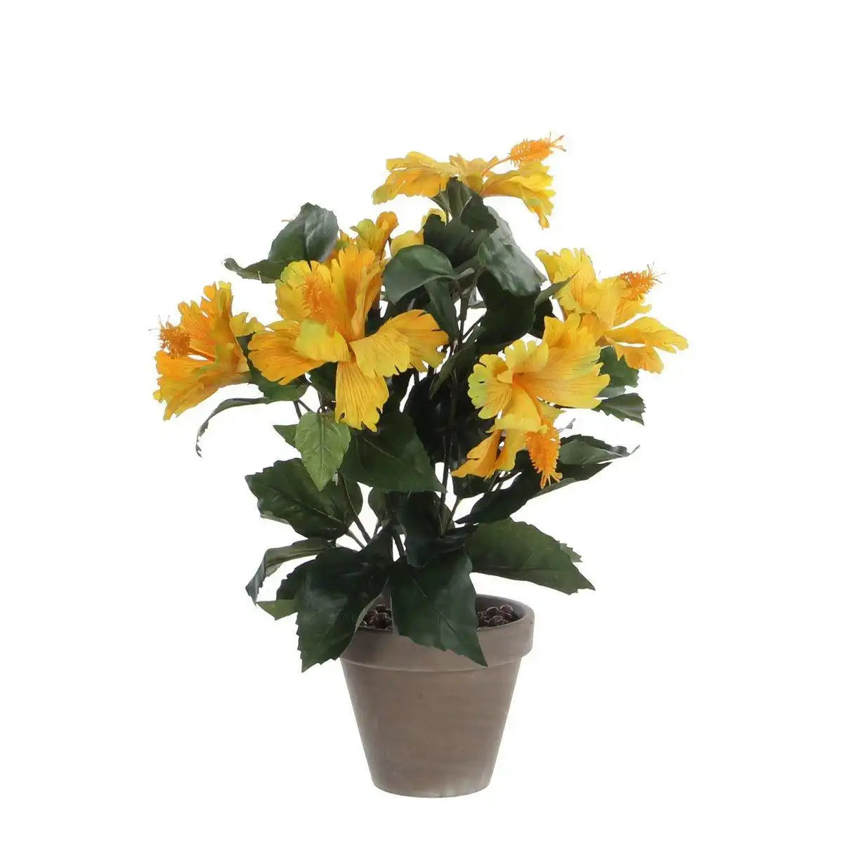 Künstliche Hibiskuspflanze im Blumentopf Stan – H40 x Ø30 cm – Gelb - HomeDesign Knaus