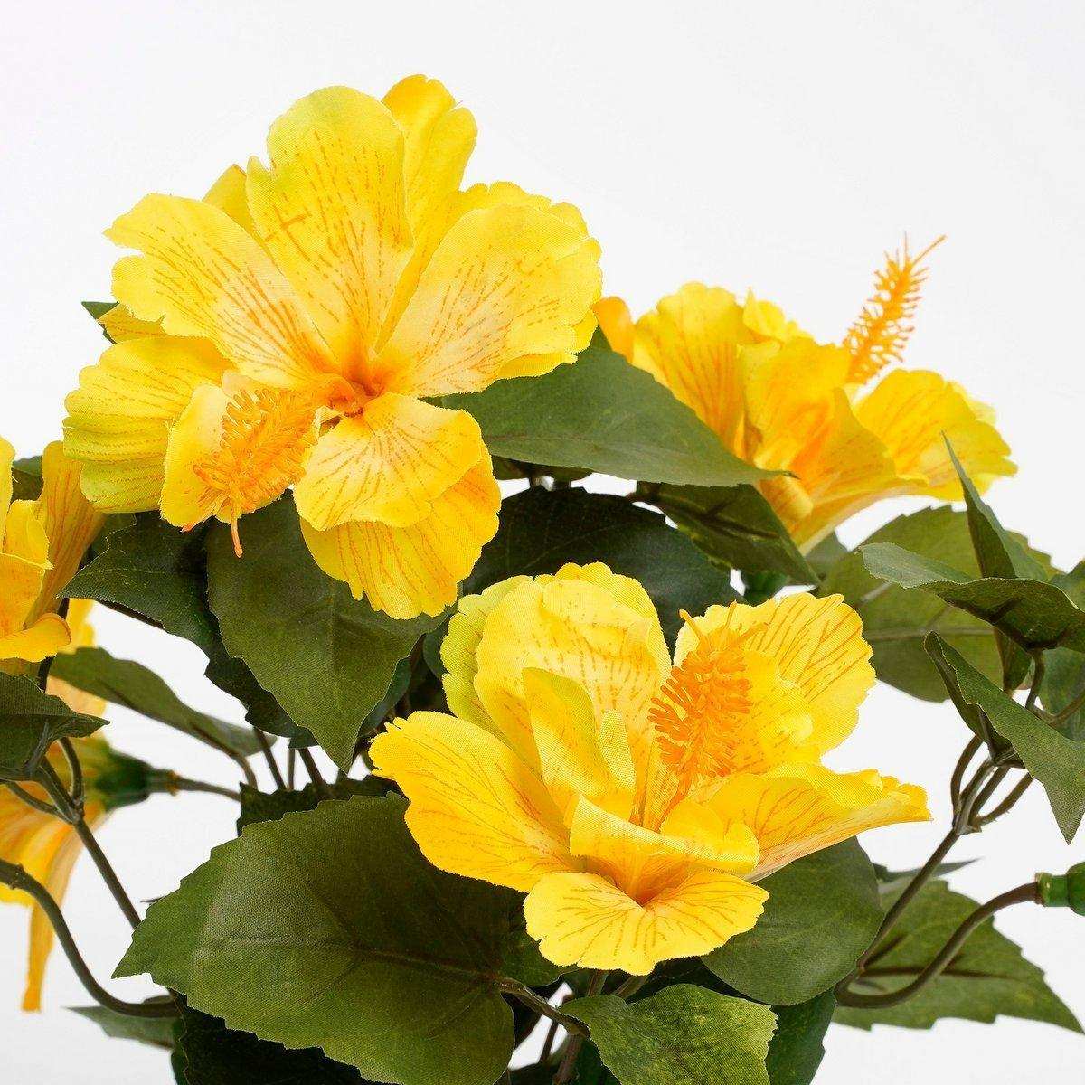 Künstliche Hibiskuspflanze im Blumentopf Stan – H40 x Ø30 cm – Gelb - HomeDesign Knaus