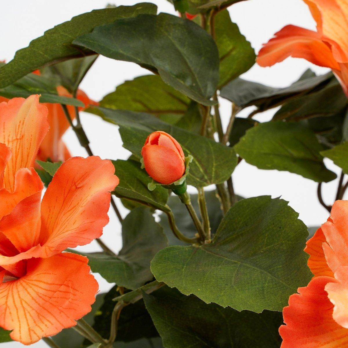 Künstliche Hibiskuspflanze im Blumentopf Stan – H40 x Ø30 cm – Orange - HomeDesign Knaus