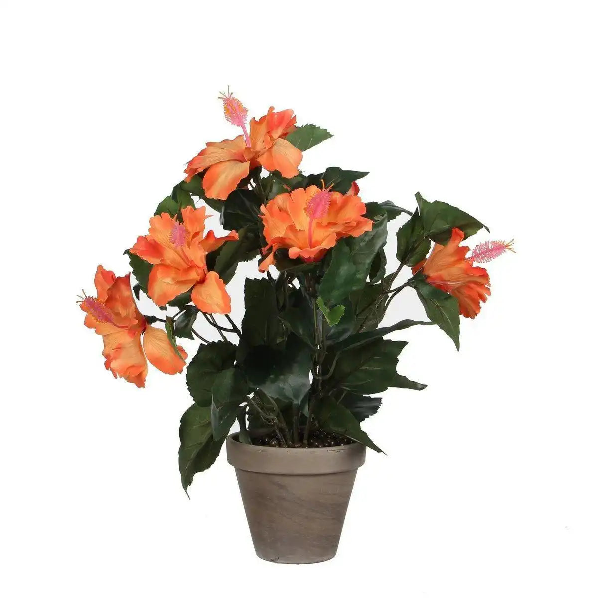 Künstliche Hibiskuspflanze im Blumentopf Stan – H40 x Ø30 cm – Orange - HomeDesign Knaus