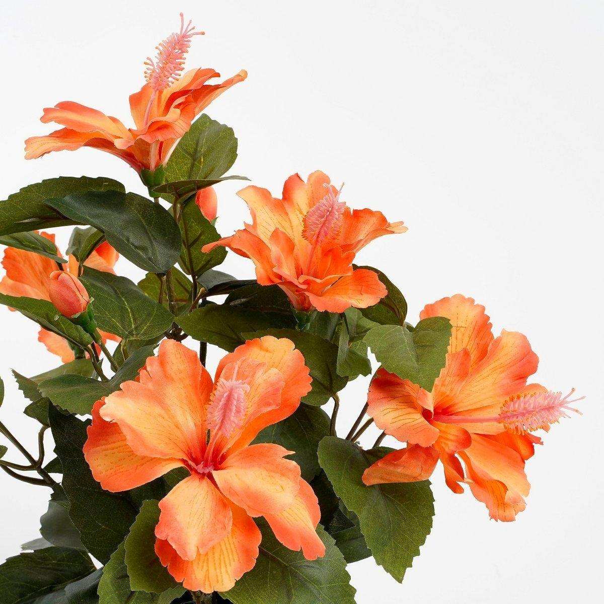Künstliche Hibiskuspflanze im Blumentopf Stan – H40 x Ø30 cm – Orange - HomeDesign Knaus