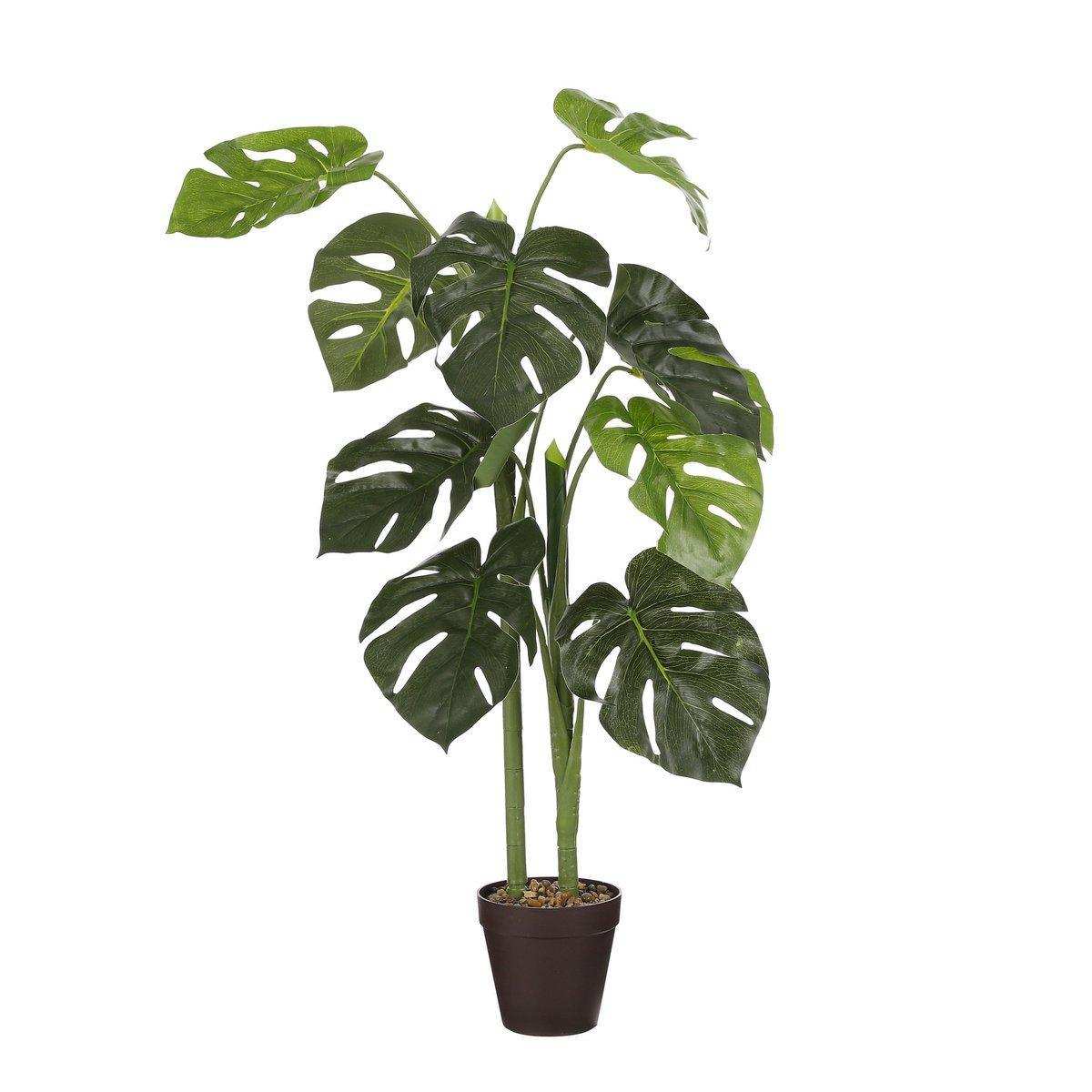 Künstliche Monstera-Pflanze im Blumentopf – H100 x Ø50 cm – Grün - HomeDesign Knaus