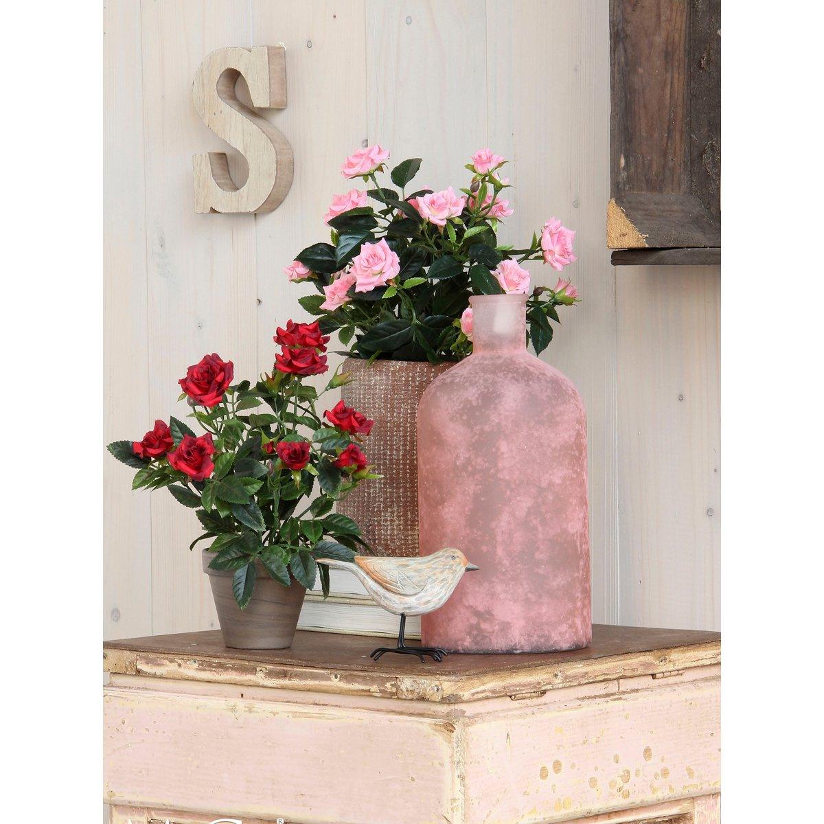 Künstliche Rosenstrauchpflanze im Blumentopf Stan – H33 x Ø25 cm – Rot - HomeDesign Knaus