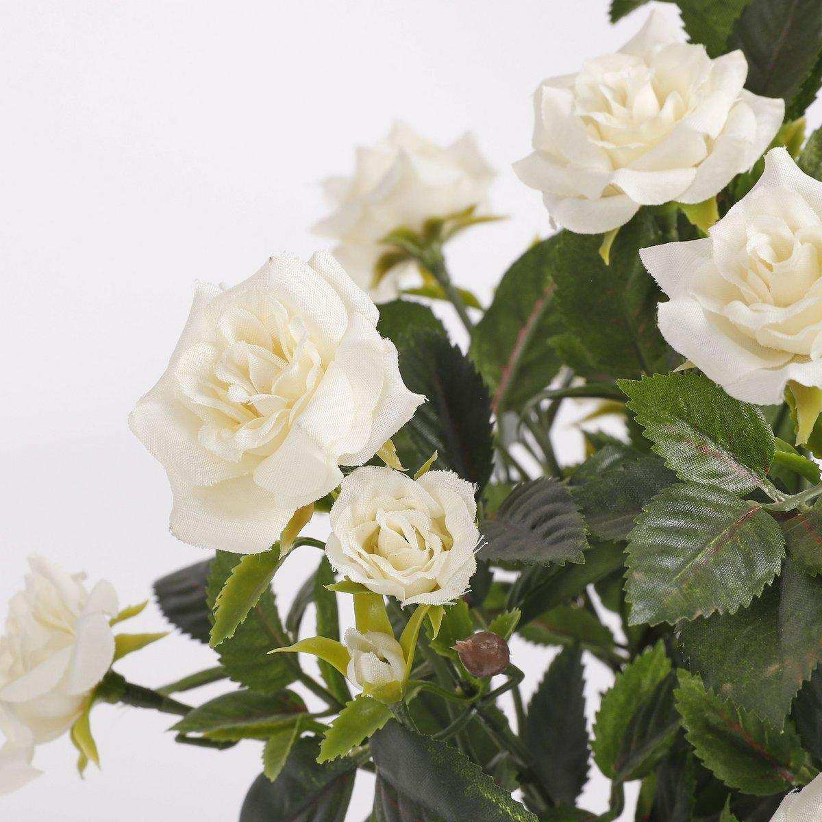 Künstliche Rosenstrauchpflanze im Blumentopf Stan – H33 x Ø25 cm – Weiß - HomeDesign Knaus