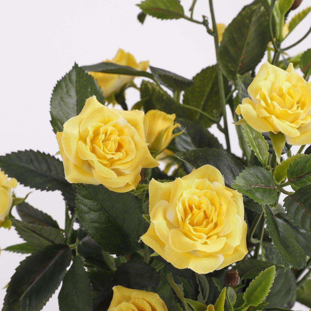 Künstliche Rosenstrauchpflanze im Stan-Blumentopf – H33 x Ø25 cm – Gelb - HomeDesign Knaus