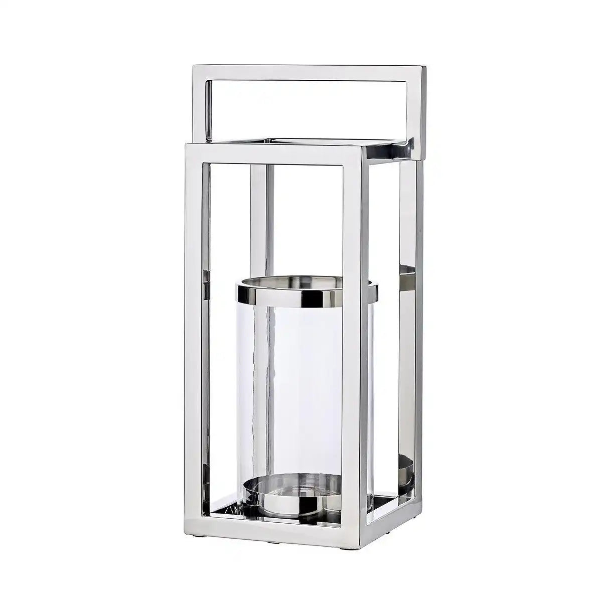 Laterne Windlicht Manhattan mit Griff, Edelstahl glänzend vernickelt 58 cm - HomeDesign Knaus