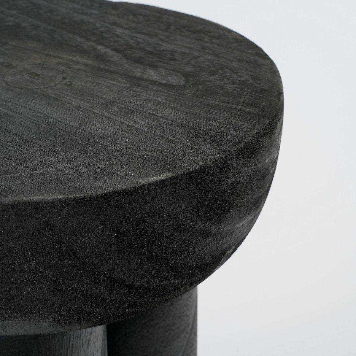 Latty Beistelltisch – H30 x Ø30 cm – Paulownia-Holz – Schwarz - HomeDesign Knaus
