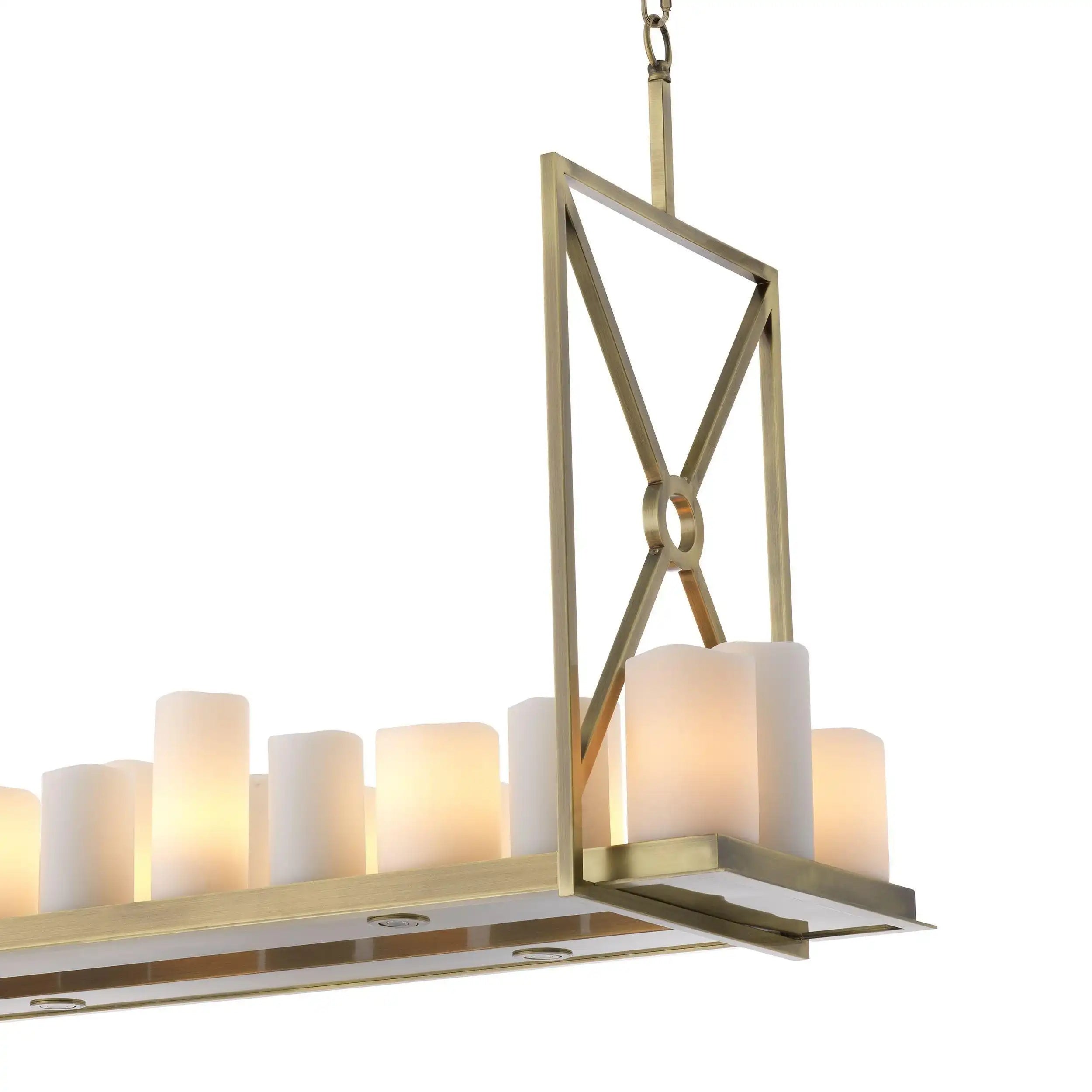 LED Commorde Hängeleuchte Kronleuchter gebürstetes Messingfinish - HomeDesign Knaus