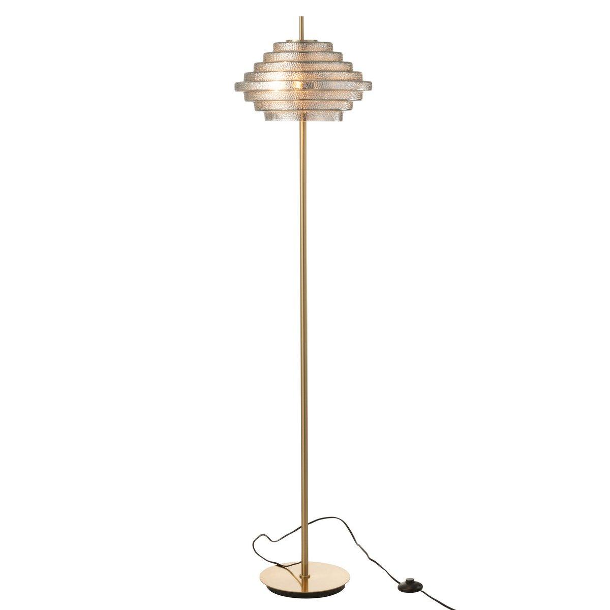 LED Stehlampe Stehleuchte Metall Glas Gold 154 cm - HomeDesign Knaus