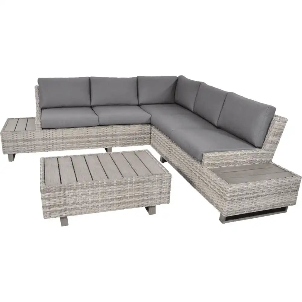 Lounge-Ecke Set Valencia Smoke Gartenmöbel Wetterfest grau - HomeDesign Knaus