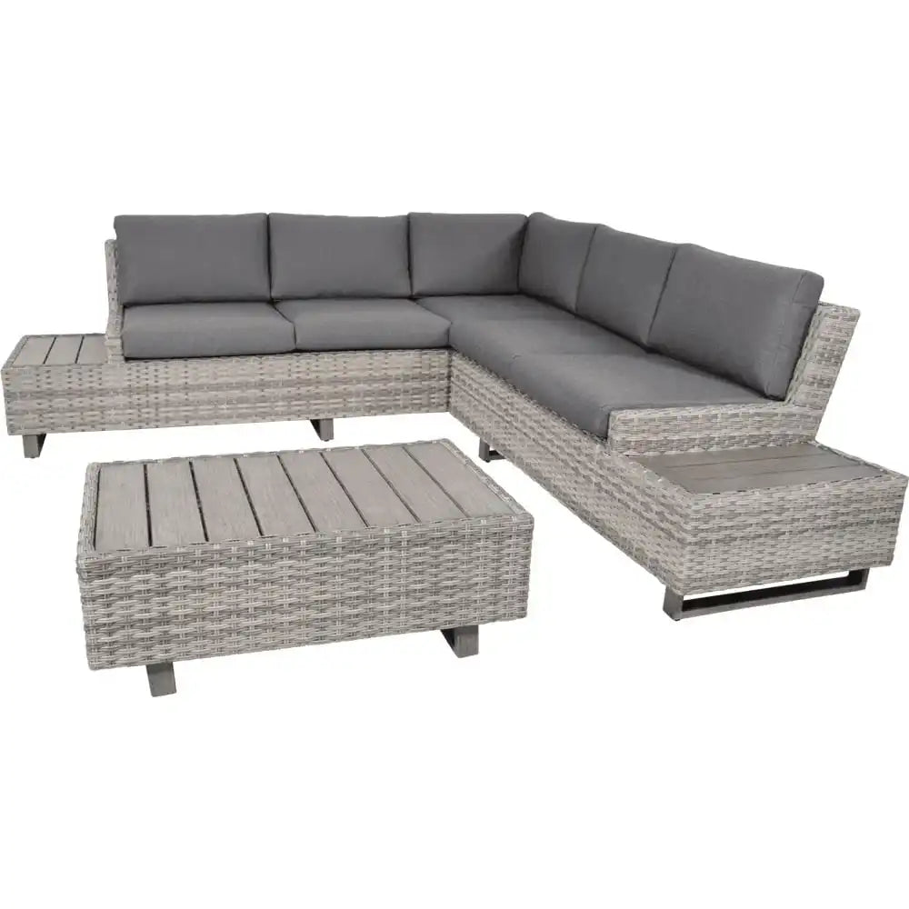 Lounge-Ecke Set Valencia Smoke Gartenmöbel Wetterfest grau - HomeDesign Knaus