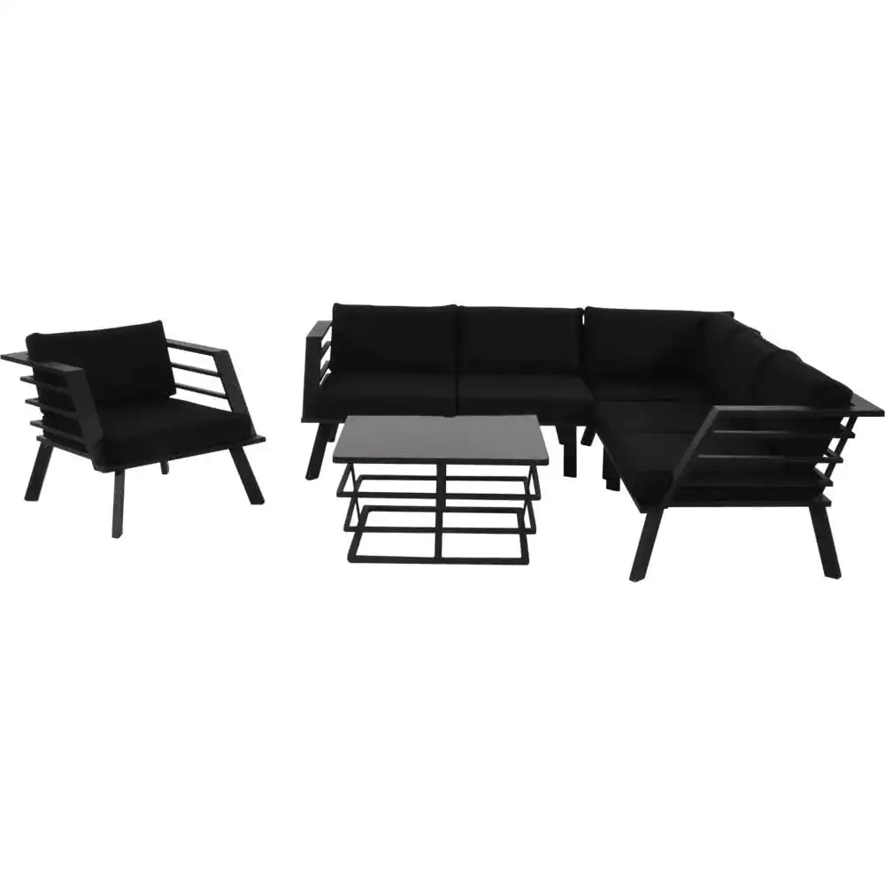 Lounge Eckset Regatta Gartenmöbel Wetterfest Gartenlounge schwarz - HomeDesign Knaus