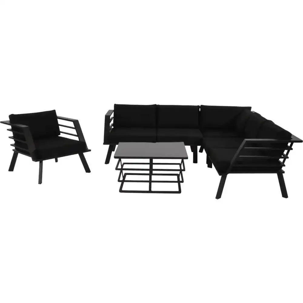 Lounge Eckset Regatta Gartenmöbel Wetterfest Gartenlounge schwarz - HomeDesign Knaus