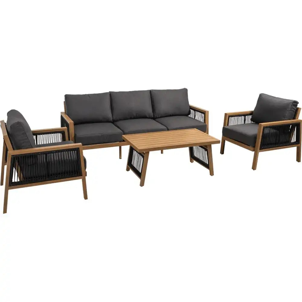 Lounge-Set Alicante Gartenmöbel Aluminiumgestell in Holzoptik - HomeDesign Knaus