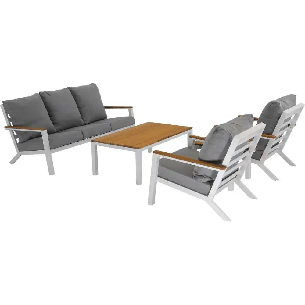 Lounge-Set Donnan-Set Gartenmöbel Wetterfest weiß/grau - HomeDesign Knaus