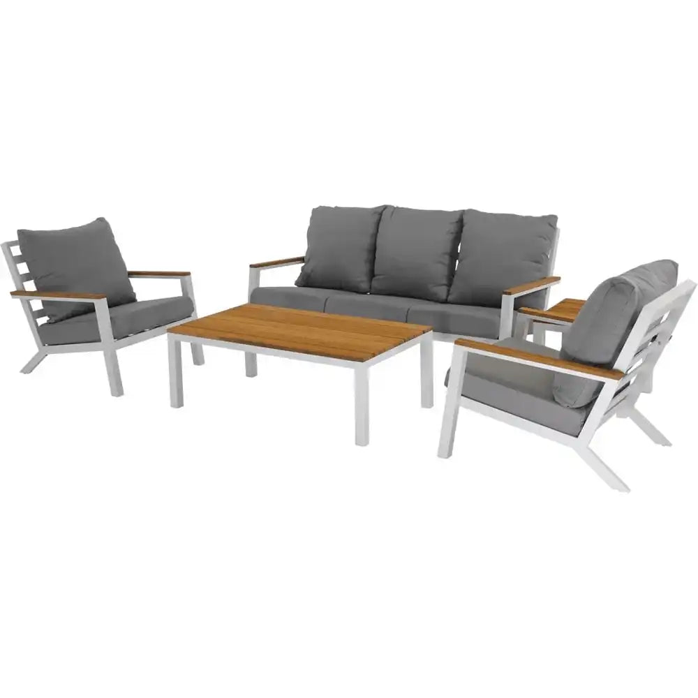 Lounge-Set Donnan-Set Gartenmöbel Wetterfest weiß/grau - HomeDesign Knaus
