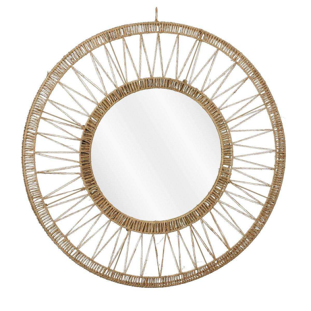 Ludy Wandspiegel – H5 x Ø70 cm – Jute – Hellbraun - HomeDesign Knaus